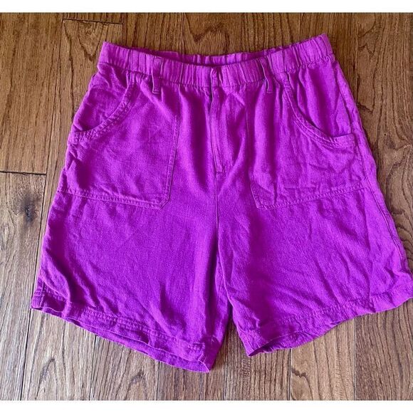 Soft surroundings pink linen blend shorts size m - Picture 2 of 9